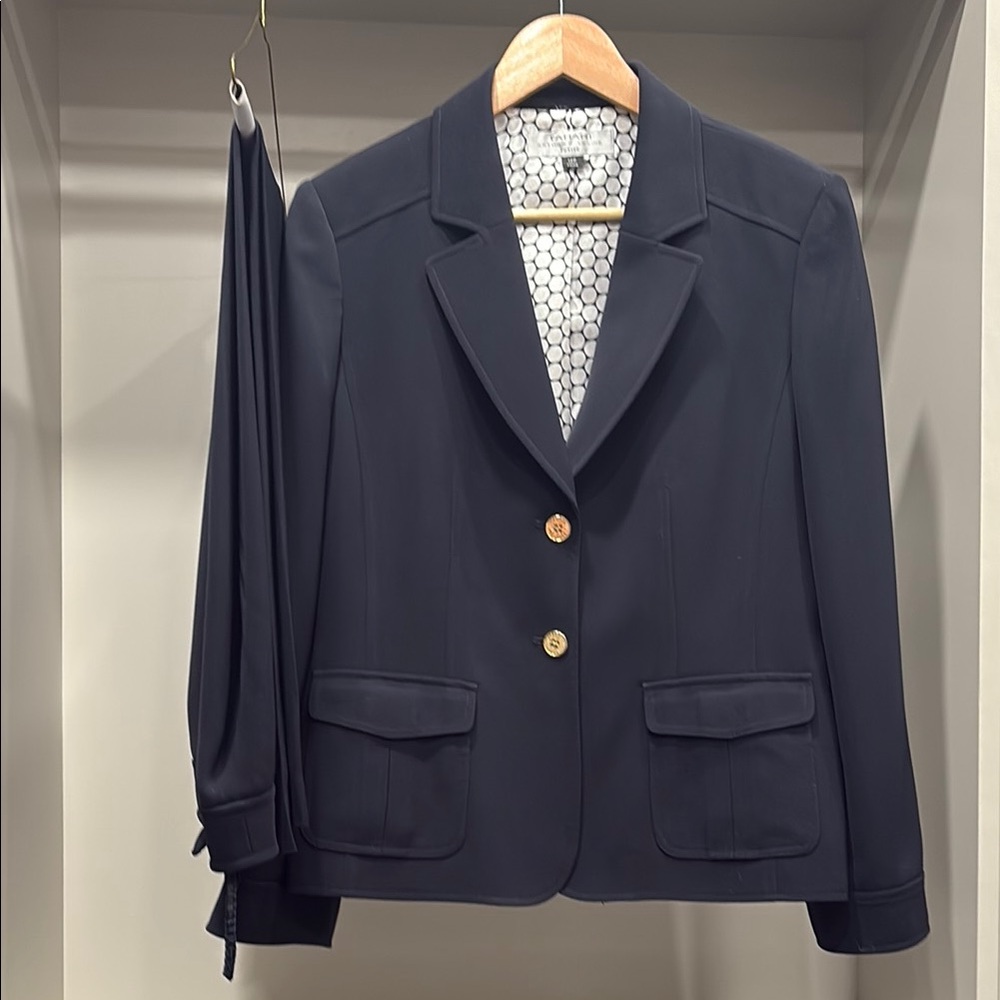 Tahari ASL Navy Blue Blazer Timeless Suit Jacket